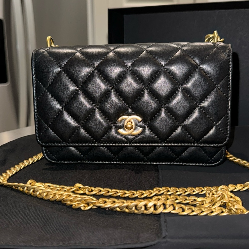 Authentic Chanel Sweet Camellia Wallet on Chain